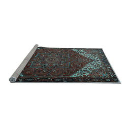 Sideview of Machine Washable Persian Light Blue Traditional Rug, wshtr2285lblu