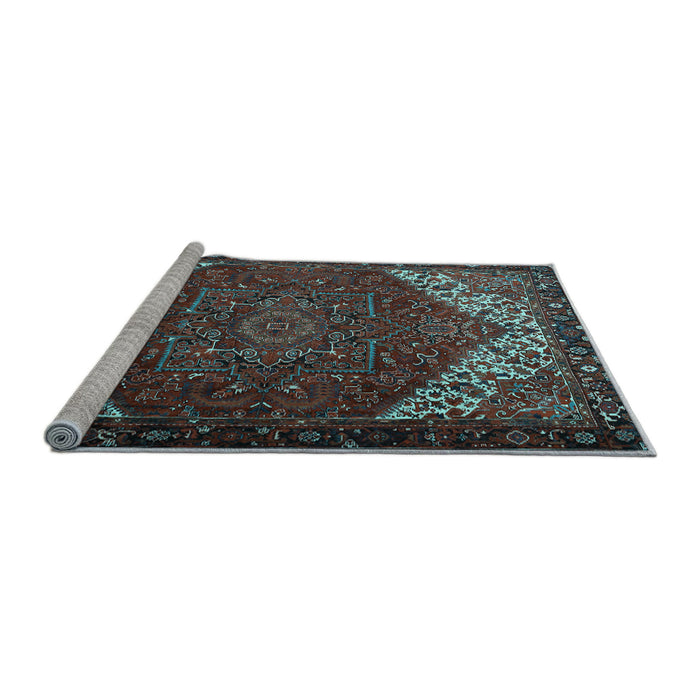 Sideview of Machine Washable Persian Light Blue Traditional Rug, wshtr2285lblu