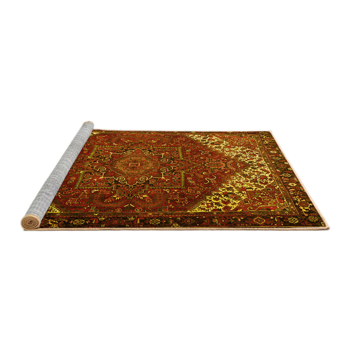 Sideview of Machine Washable Persian Yellow Traditional Rug, wshtr2285yw