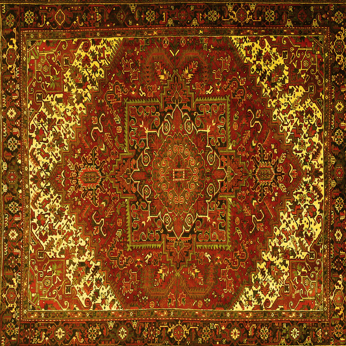 Square Machine Washable Persian Yellow Traditional Rug, wshtr2285yw