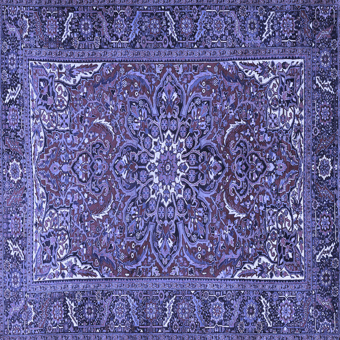 Square Machine Washable Persian Blue Traditional Rug, wshtr2286blu