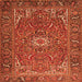 Round Machine Washable Persian Orange Traditional Area Rugs, wshtr2286org