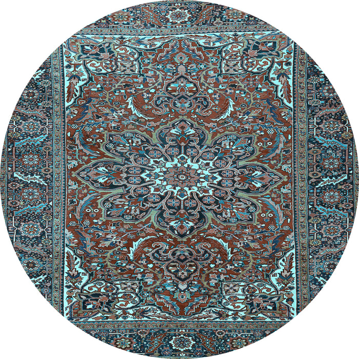 Round Persian Light Blue Traditional Rug, tr2286lblu