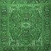 Square Machine Washable Persian Emerald Green Traditional Area Rugs, wshtr2286emgrn