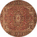 Round Persian Brown Traditional Rug, tr2286brn