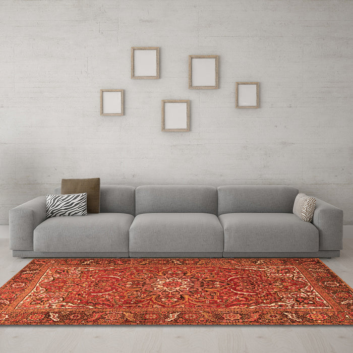 Machine Washable Persian Orange Traditional Area Rugs in a Living Room, wshtr2286org