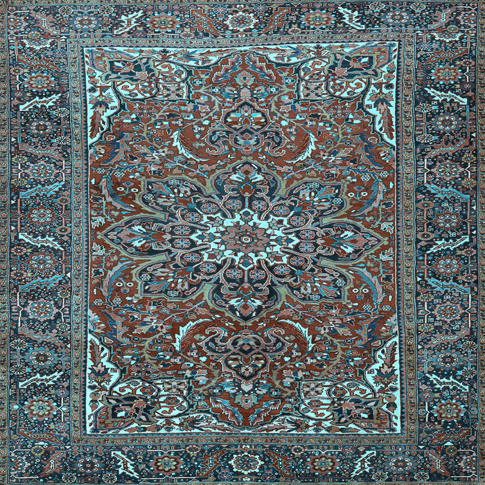 Square Machine Washable Persian Light Blue Traditional Rug, wshtr2286lblu