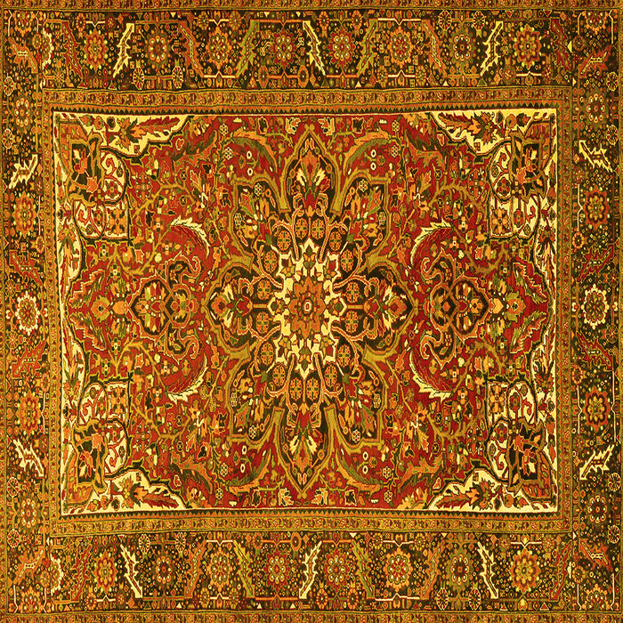 Square Machine Washable Persian Yellow Traditional Rug, wshtr2286yw