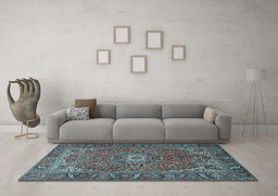 Machine Washable Persian Light Blue Traditional Rug in a Living Room, wshtr2286lblu