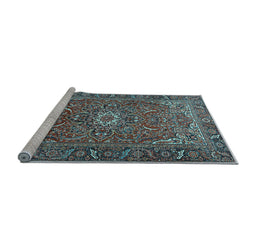 Sideview of Machine Washable Persian Light Blue Traditional Rug, wshtr2286lblu
