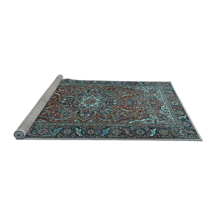 Sideview of Machine Washable Persian Light Blue Traditional Rug, wshtr2286lblu