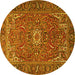 Round Persian Yellow Traditional Rug, tr2286yw