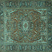 Square Machine Washable Persian Turquoise Traditional Area Rugs, wshtr2286turq