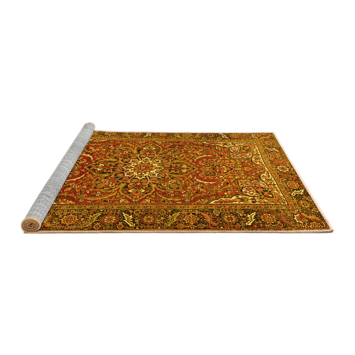 Sideview of Machine Washable Persian Yellow Traditional Rug, wshtr2286yw