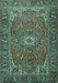 Machine Washable Persian Turquoise Traditional Area Rugs, wshtr2286turq