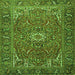 Round Machine Washable Persian Green Traditional Area Rugs, wshtr2286grn