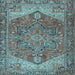 Square Machine Washable Persian Light Blue Traditional Rug, wshtr2287lblu