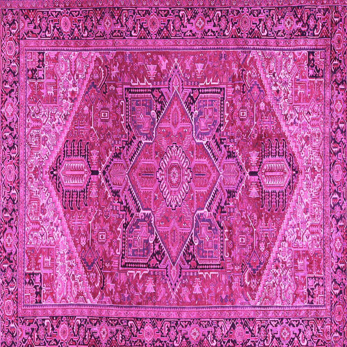 Square Machine Washable Persian Pink Traditional Rug, wshtr2287pnk
