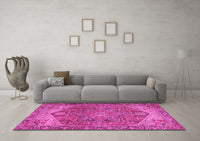 Machine Washable Persian Pink Traditional Rug, wshtr2287pnk