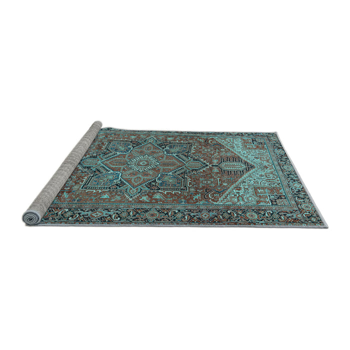 Sideview of Machine Washable Persian Light Blue Traditional Rug, wshtr2287lblu