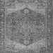 Round Machine Washable Persian Gray Traditional Rug, wshtr2287gry