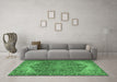 Machine Washable Persian Emerald Green Traditional Area Rugs in a Living Room,, wshtr2287emgrn