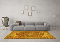 Machine Washable Persian Yellow Traditional Rug in a Living Room, wshtr2287yw