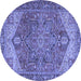 Round Machine Washable Persian Blue Traditional Rug, wshtr2287blu