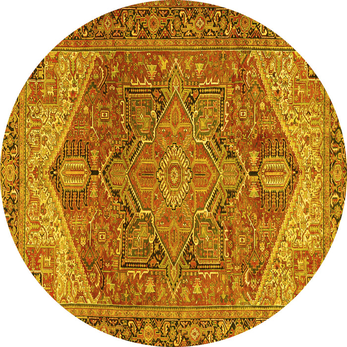 Round Persian Yellow Traditional Rug, tr2287yw