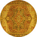 Round Persian Yellow Traditional Rug, tr2287yw