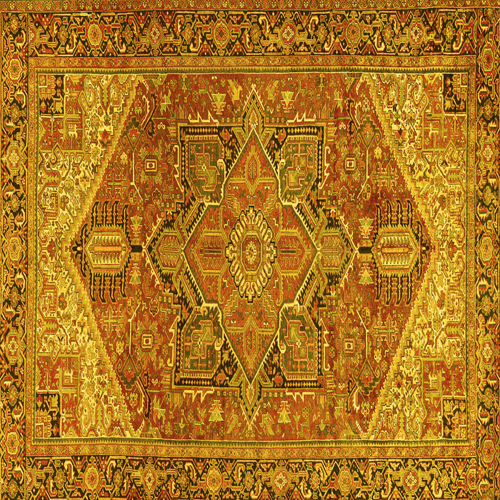 Square Machine Washable Persian Yellow Traditional Rug, wshtr2287yw