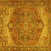 Square Machine Washable Persian Yellow Traditional Rug, wshtr2287yw