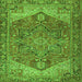 Round Machine Washable Persian Green Traditional Area Rugs, wshtr2287grn