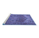 Sideview of Machine Washable Persian Blue Traditional Rug, wshtr2287blu