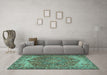 Machine Washable Persian Turquoise Traditional Area Rugs in a Living Room,, wshtr2287turq