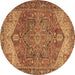 Round Persian Brown Traditional Rug, tr2287brn