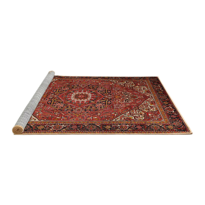 Sideview of Machine Washable Traditional Tomato Red Rug, wshtr2288