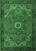 Machine Washable Persian Emerald Green Traditional Area Rugs, wshtr2288emgrn