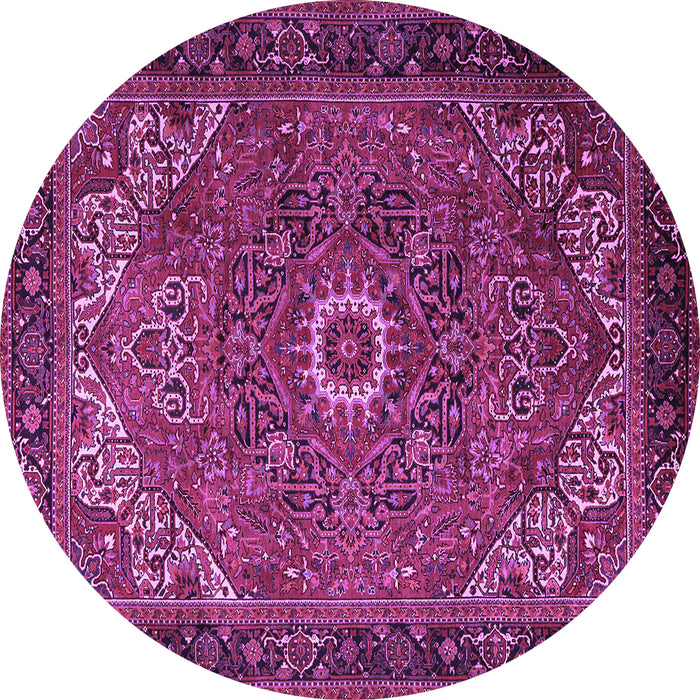 Round Machine Washable Persian Purple Traditional Area Rugs, wshtr2288pur