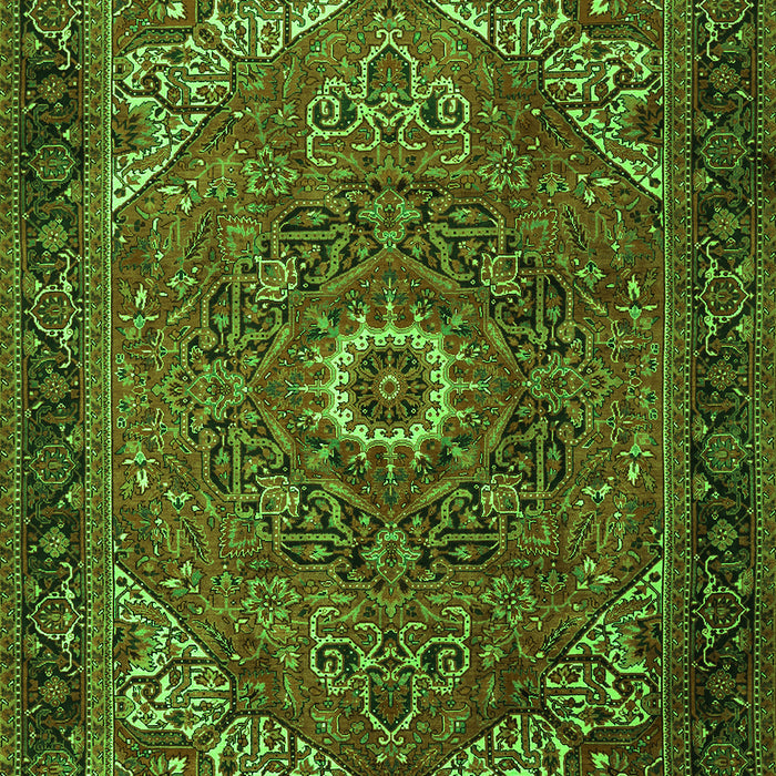 Serging Thickness of Machine Washable Persian Green Traditional Area Rugs, wshtr2288grn