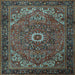 Square Machine Washable Persian Light Blue Traditional Rug, wshtr2288lblu