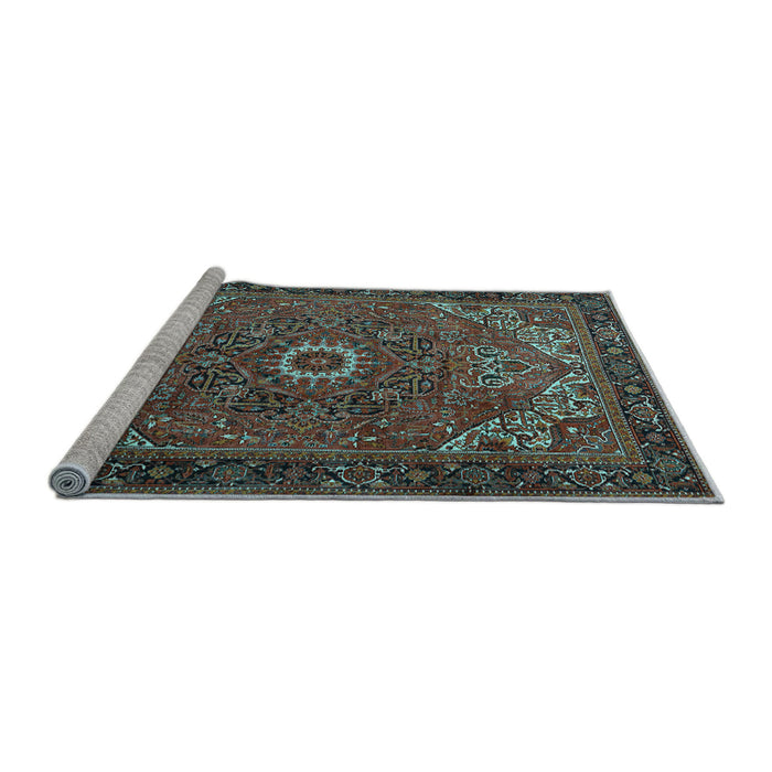 Sideview of Machine Washable Persian Light Blue Traditional Rug, wshtr2288lblu