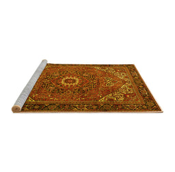 Sideview of Machine Washable Persian Yellow Traditional Rug, wshtr2288yw