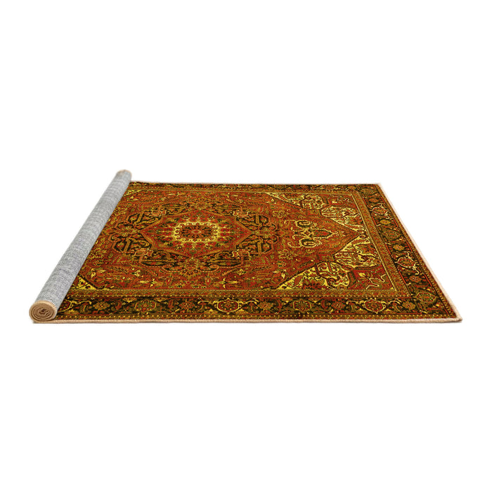 Sideview of Machine Washable Persian Yellow Traditional Rug, wshtr2288yw