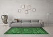 Machine Washable Persian Emerald Green Traditional Area Rugs in a Living Room,, wshtr2288emgrn