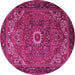 Round Machine Washable Persian Pink Traditional Rug, wshtr2288pnk