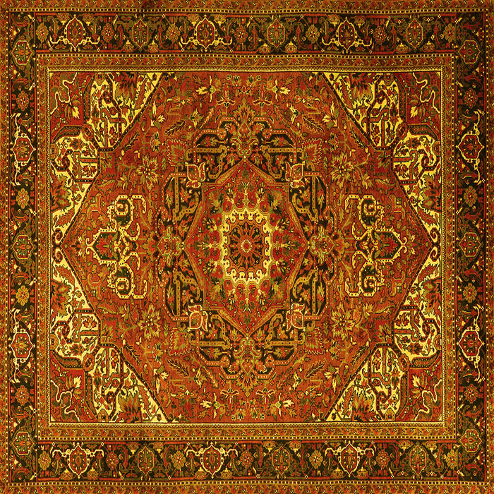 Square Machine Washable Persian Yellow Traditional Rug, wshtr2288yw