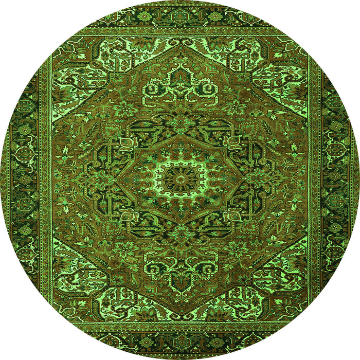 Square Persian Green Traditional Rug, tr2288grn