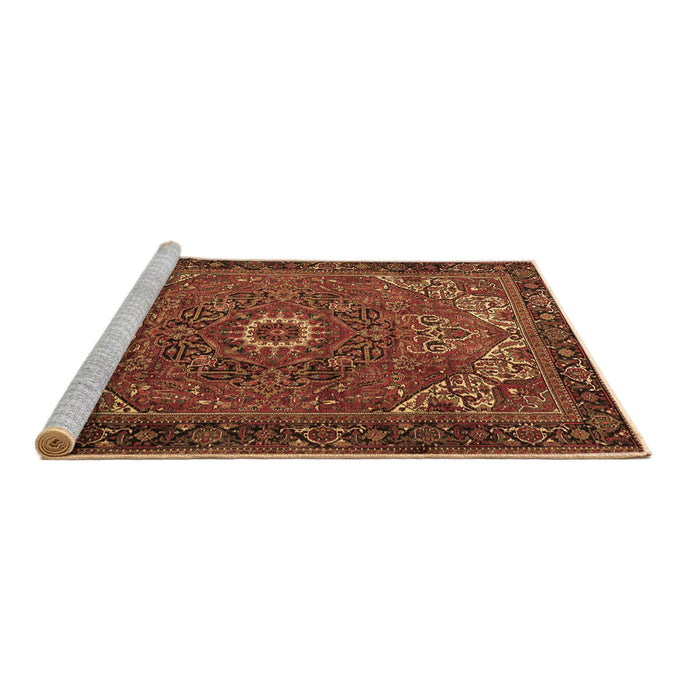 Sideview of Machine Washable Persian Brown Traditional Rug, wshtr2288brn