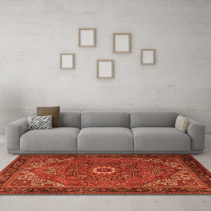 Machine Washable Persian Orange Traditional Area Rugs in a Living Room, wshtr2288org